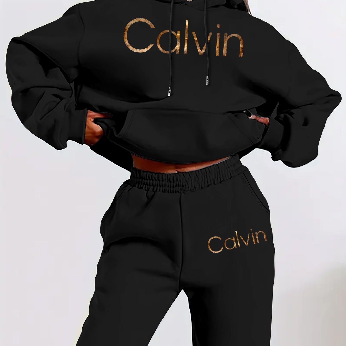 Graphic Print Two Piece Set | Crew Neck Sweatshirt & Pants, Women'S Casual Hooded Drawstring Sweatshirt Set for Fall/Winter