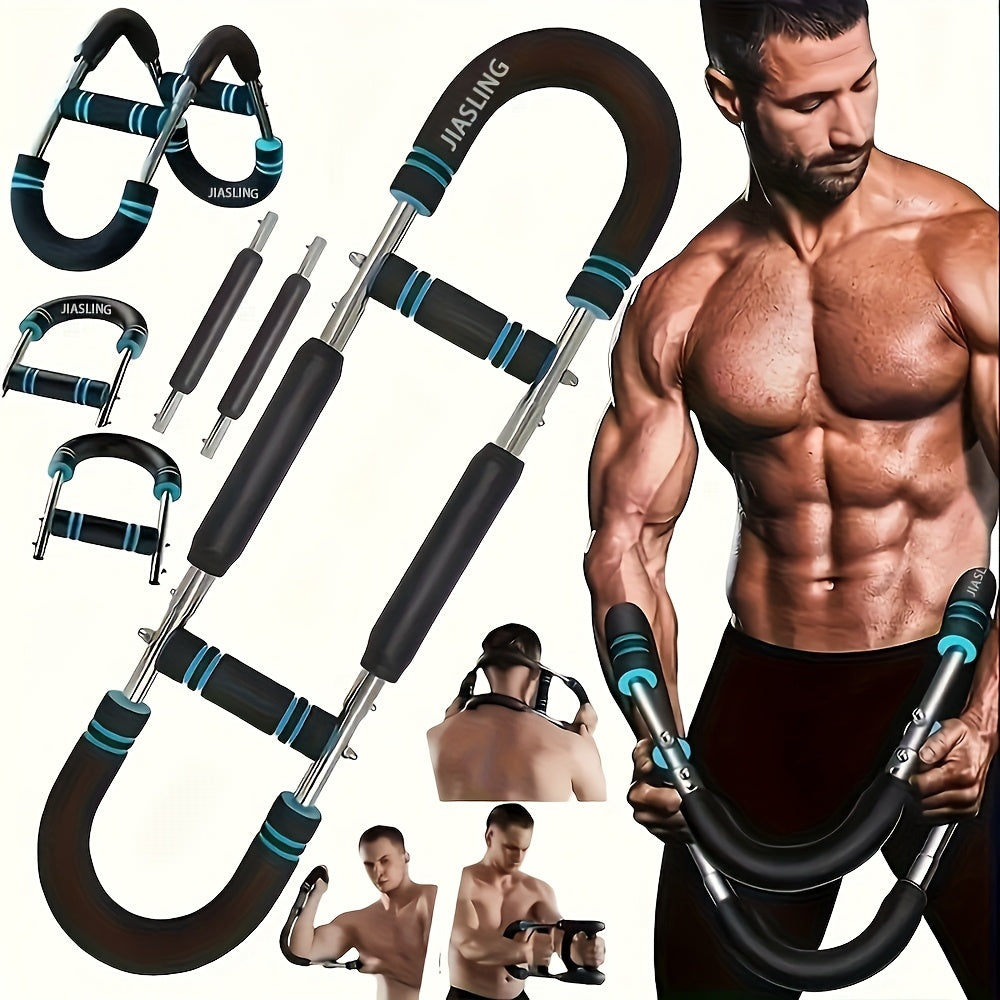 Arm Strength Trainer U-shaped Multi-functional Adjustable Forearm Strengthener Chest Exercise Equipment, Triceps, Portable Spring Resistance 2 Levels Of Adjustable Resistance Bands, Comfortable Grip, Detachable Design, 60-100