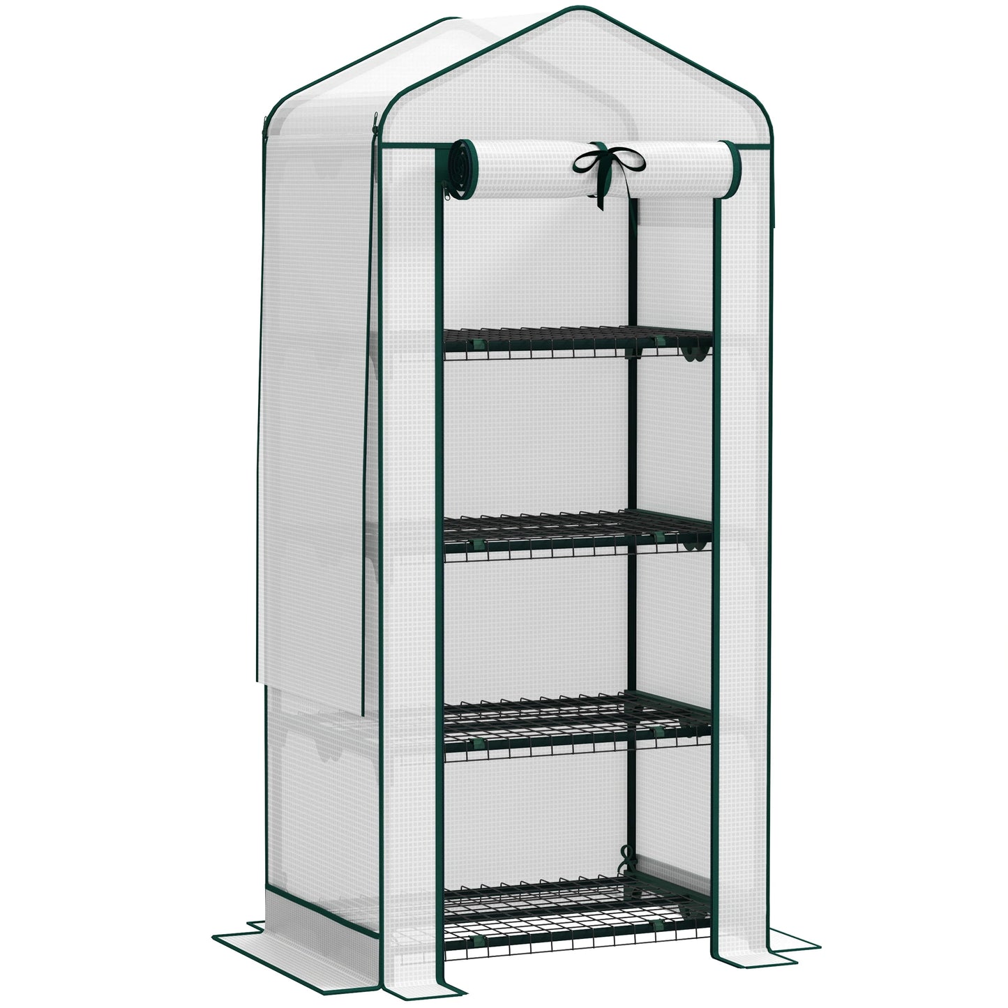 Outsunny 4 Tier Mini Greenhouse with Screen Roof, 27.6" X 19.7" X 62.2", Portable Small Greenhouse with High Strength Pe Cover