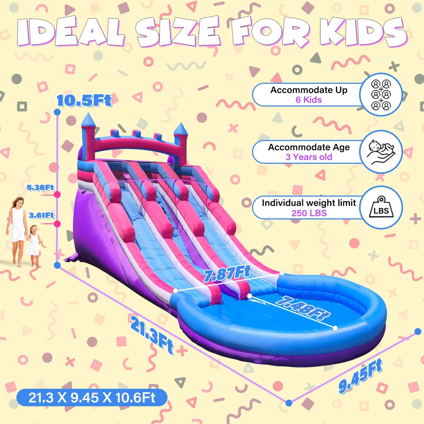 Inflatable Water Slide Commercial Water Slide Splash Pool Backyard Outdoor Fun Bouncy Water Park Water slide for Kid
