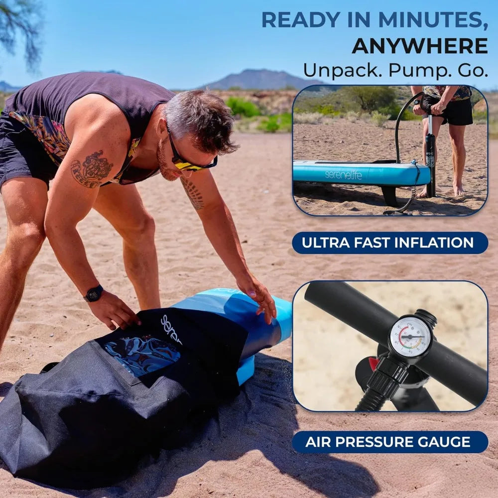 14’ Inflatable Stand Up Paddle Board for Racing - 28” Narrow Design for Expert Paddlers with Non-Slip EVA Deck Pad