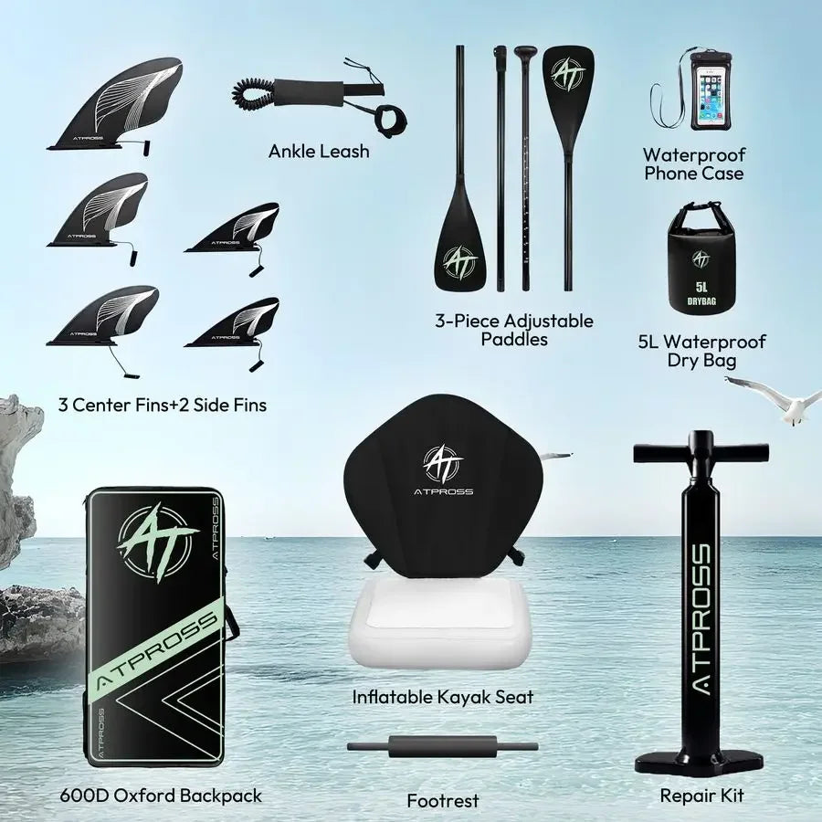 Inflatable Paddle Board, 500lbs Extra Wide Stand Up Paddleboard for Adults with Premium SUP Accessories Kit amp Backpack, Blow