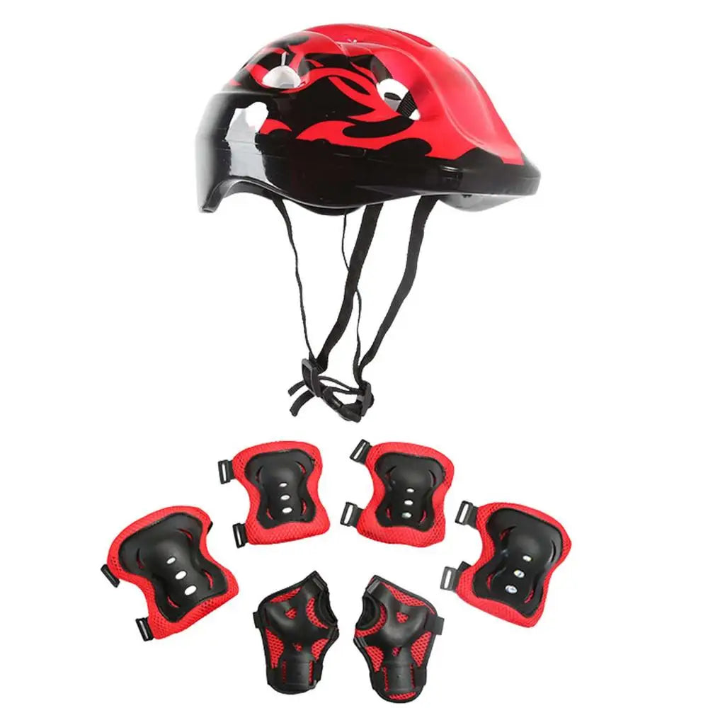 7Pcs Roller Skating Kids Boy Girl Safety Helmet Knee Elbow Pad Set Cycling Skate Bicycle Scooter Helmet Protection Safety Guard
