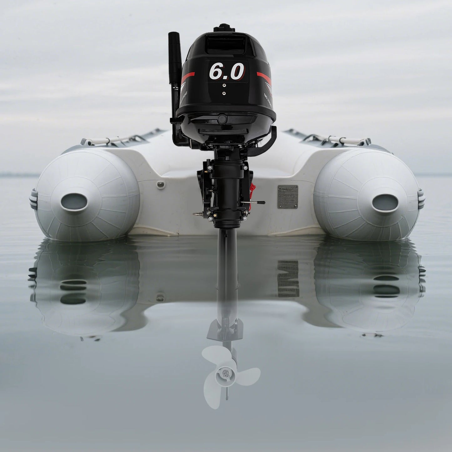 2 Stroke 6HP Outboard Engine Motor Water Cooling Manual Start Tiller Control for Fishing Boats, Dinghies, Inflatable Boats
