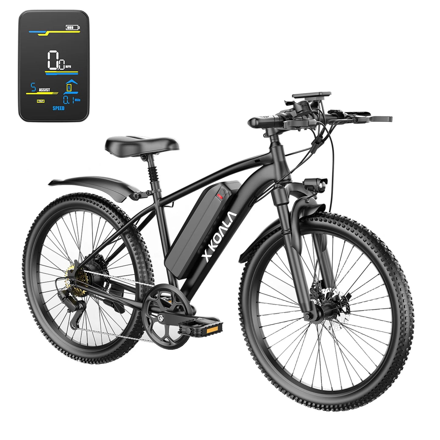 26'' Electric Bike for Adults 1000W Peak Motor 40 Miles 25MPH Commuter EBike 7 Speed Waterproof Pedal Assit Electric Mountain
