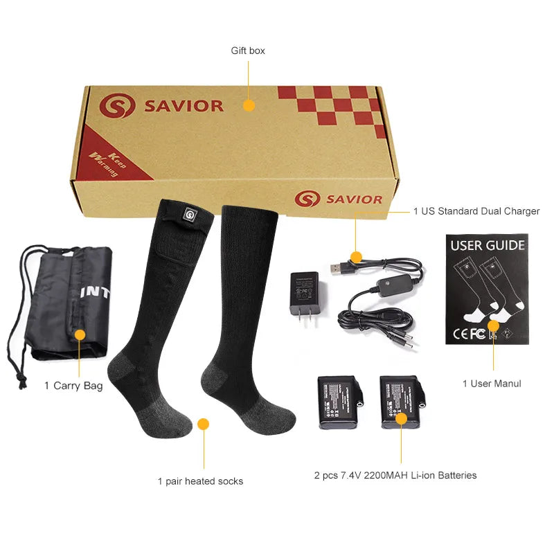 Snow Deer Winter Heated Sock Thermal Stockings Woman Men Ski Camping Warm Socks Sports Rechargeable Battery Foot Warmer
