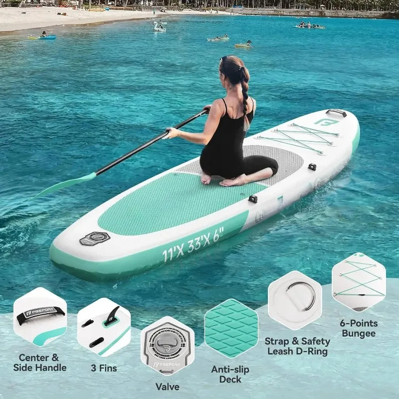 HOT SELLIG QUALITY 11FT Premium Inflatable Stand Up Paddle Board With Electric Pump, Yoga Board With SUP Accessories & Carry Bag