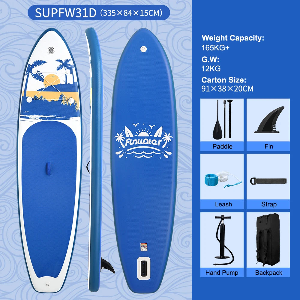 FUNWATER Inflatable Paddle Board Stand-Up Paddle Board Surfboard Ultra-Light for All Skill Levels With SUP Accessories
