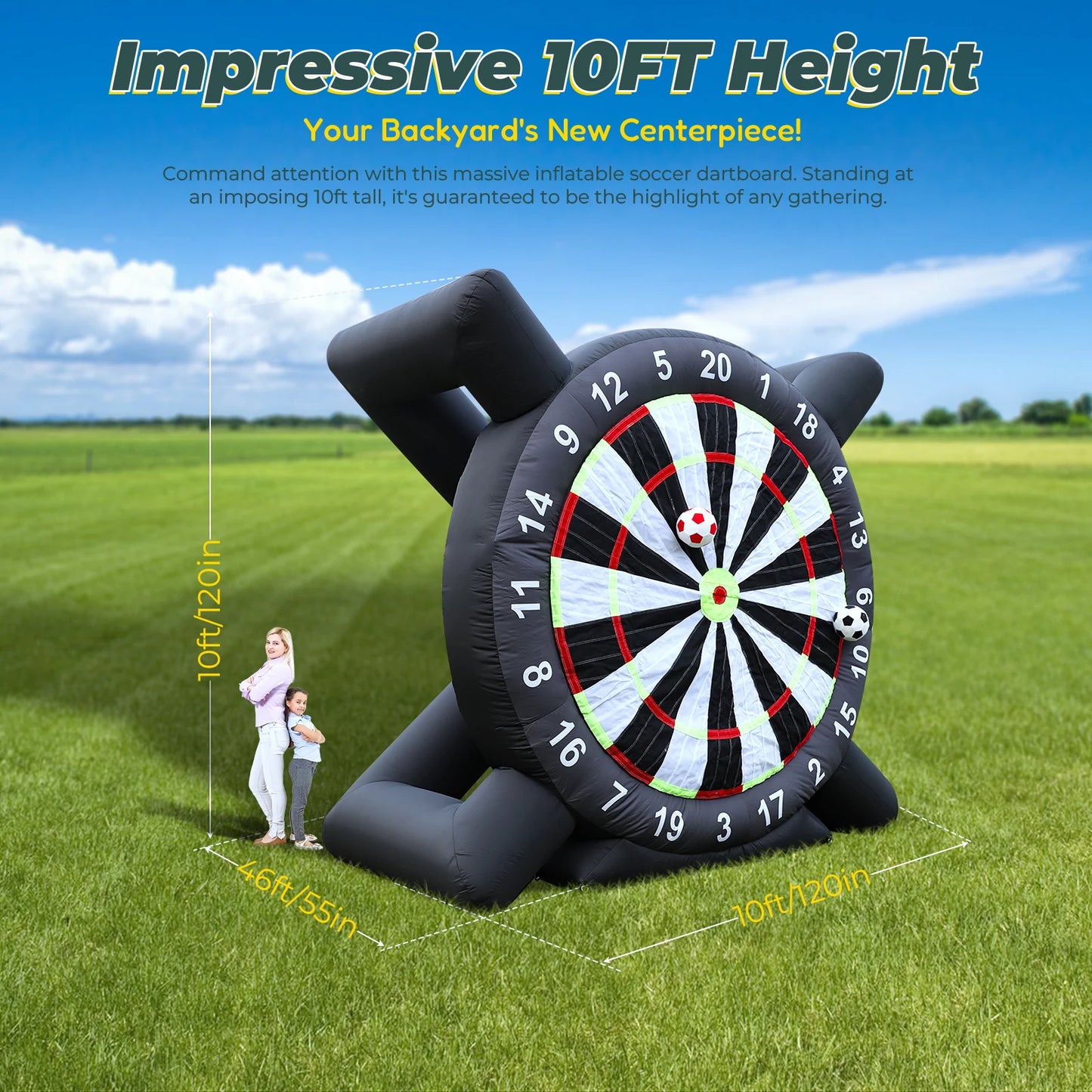 3m/10ft Tall Giant Inflatable Soccer Ball Darts Board with 8pcs Soccer Ball &Blower Commercial children's playground