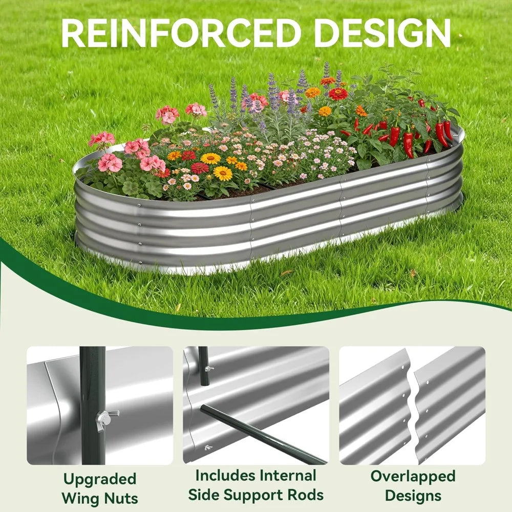 Self-Watering Raised Garden Bed 6x3x1 ft Galvanized Planter Box with Mesh Cover