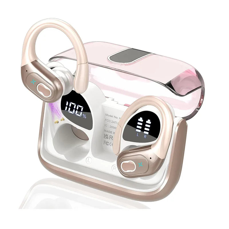 Wireless Earbuds Bluetooth 5.4, 75H Playtime Hi-Fi Stereo Deep Bass, ENC Mic IPX7 Waterproof Earhooks Sport Earphones.