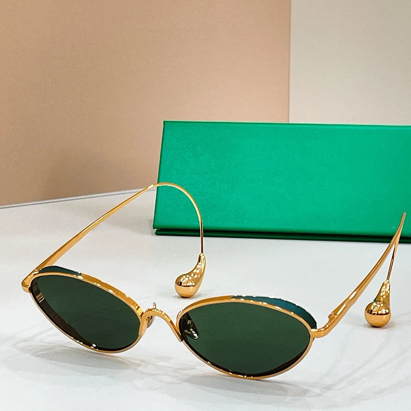 2037LA Long Arms Uv400 Oval Sunglasses Men and Women Fashion Designer Alloy High Quality Classical Eyeglasses with Case