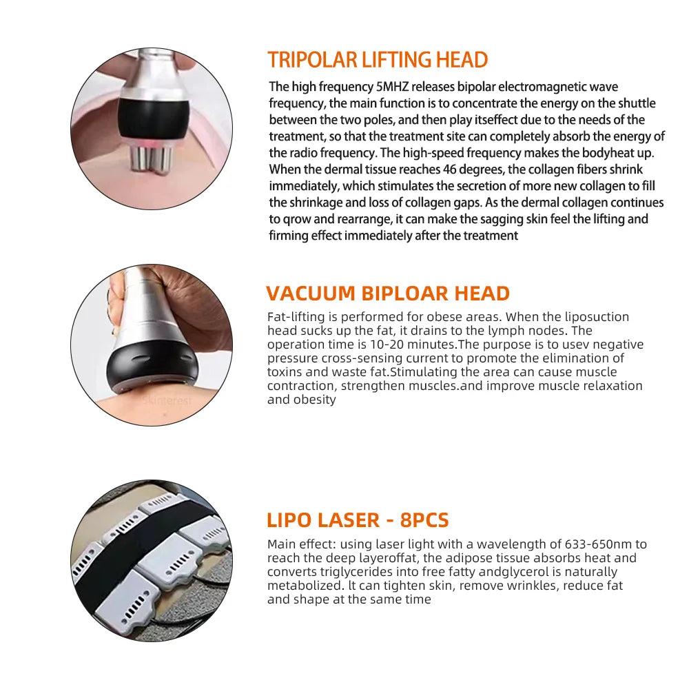 9 in 1 40K Cavitation Ultrasonic Body Slimming Machine Body Shape Loss Weight Vacuum Rejuvenation Skin Lift Tighten Tool