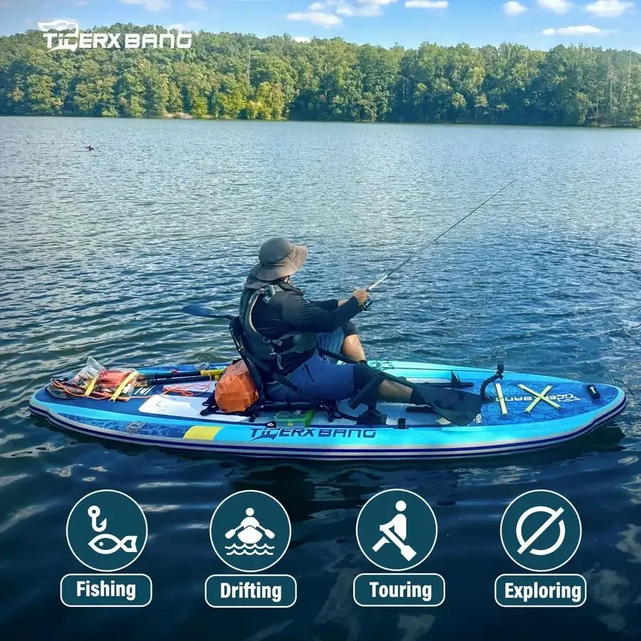 Inflatable Fishing Kayak, HighPerformance Inflatable KayakIdeal for Water Fishing Activities, Equipped with Comfortable Seats a