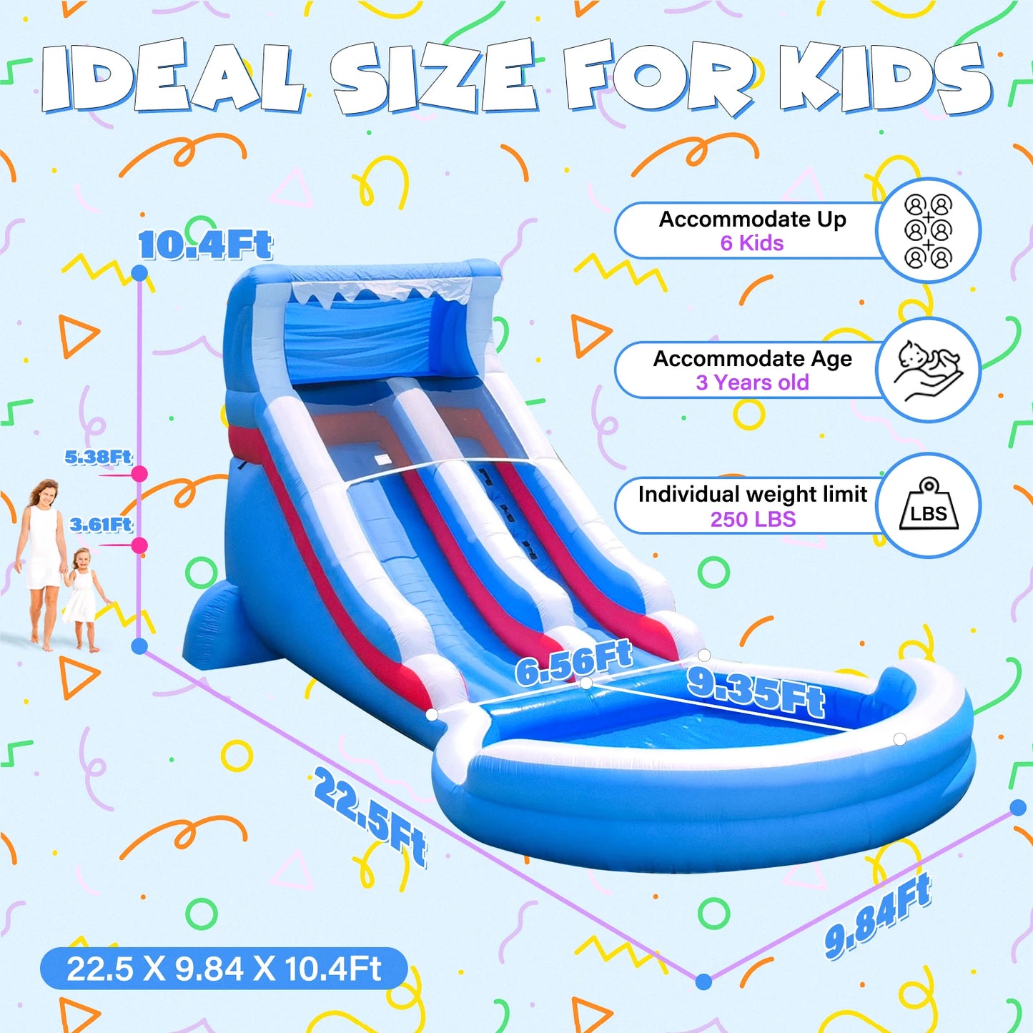 Grade Inflatable Water Slide with Splash Pool Bouncy Castle for Adults and Kids Includes Blower