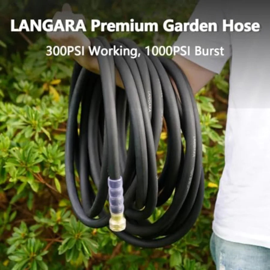 Heavy Duty Premium Garden Hose 150ft x 3/4 300PSI Working 1000PSI Burst Hybrid Rubber Water Hose with Transparent Swivel Handle