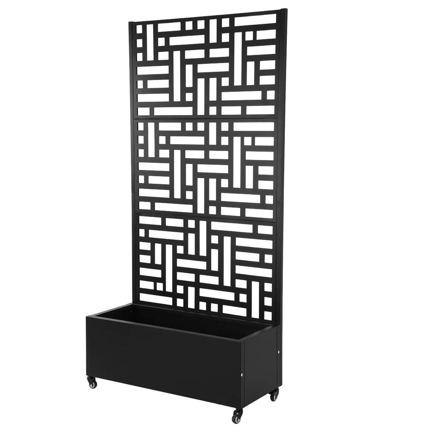 Privacy Screen Planter with Trellis and Wheels 70.87x35.43x15.75 Inch Garden Planter Suitable for Climbing Plants and Vegetables