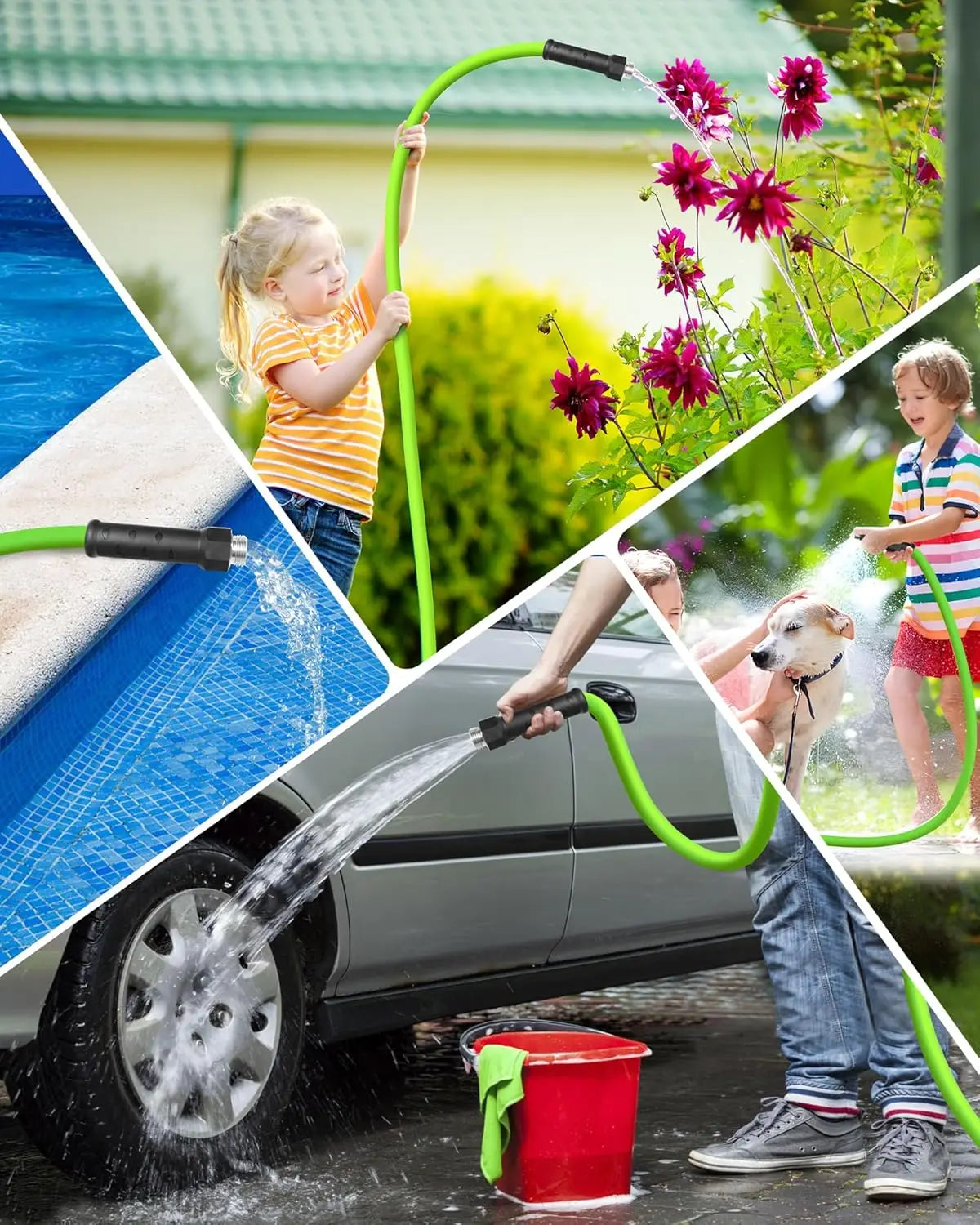 100 FT Heavy Duty Garden Hose with Swivel Handle, 200 PSI Working Pressure, Flexible All-Weather Water Hose