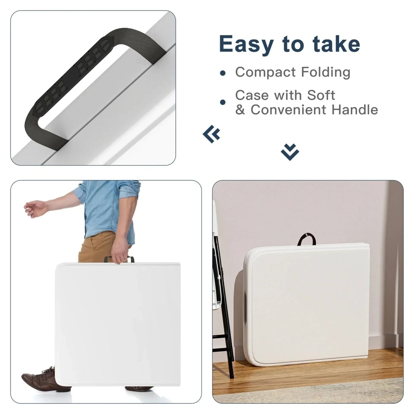 6ft Plastic Folding Table, Portable Folding Table, Outdoor Folding Picnic Table with Sturdy Handles on Both Sides