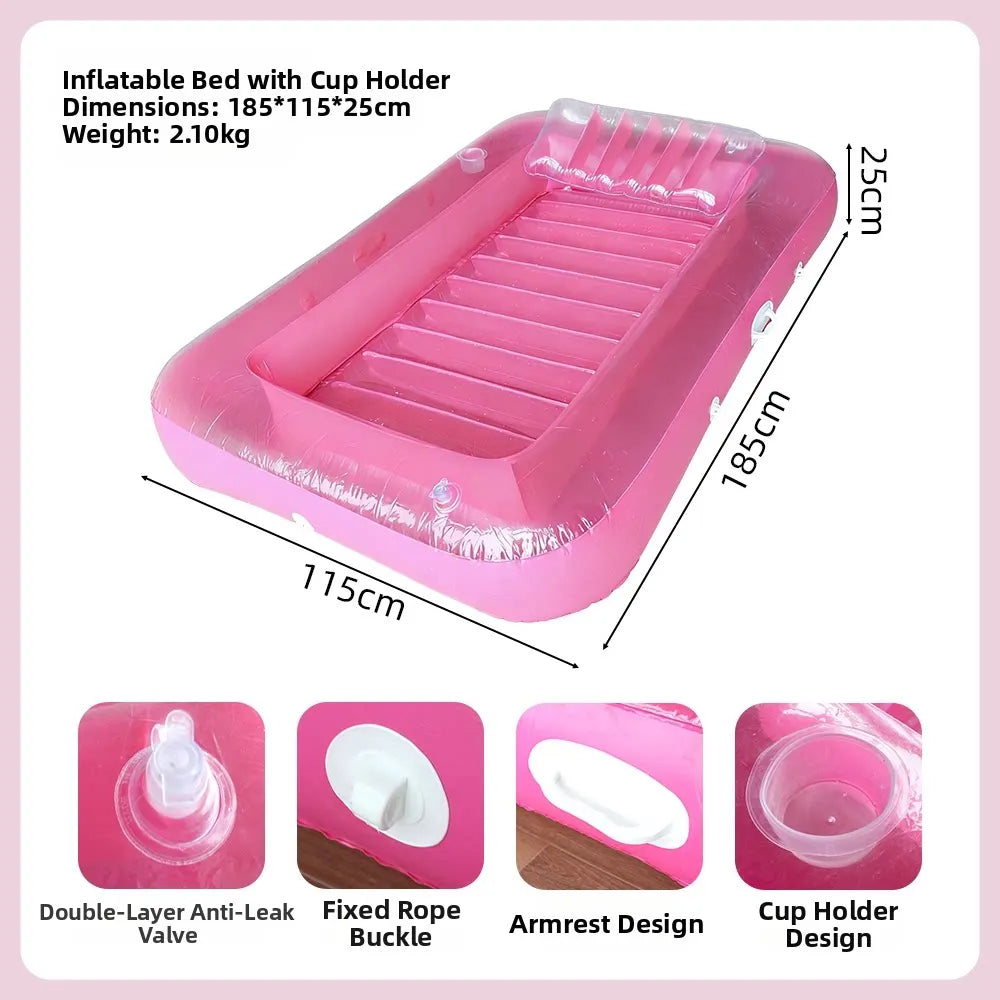 Inflatable Pool Float with Pillow Adult Swimming Floating Mattress Water Lounge Raft Beach Summer Party Toys