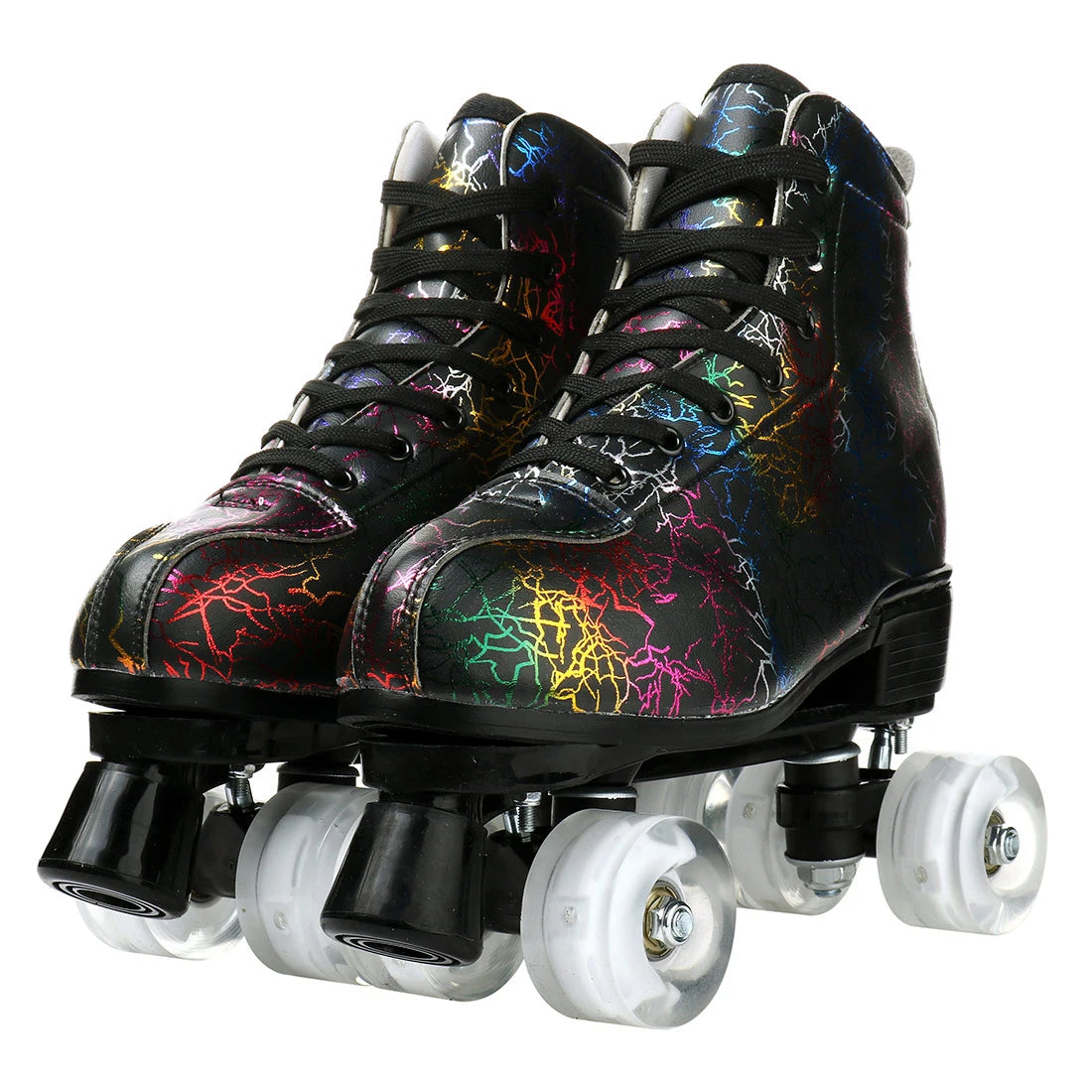 Zebra Printed Roller Skates Quad Skates Sneakers Flash Wheel Shoes Unisex Roller Skates PU Leather Roller Skates Skating Shoes
