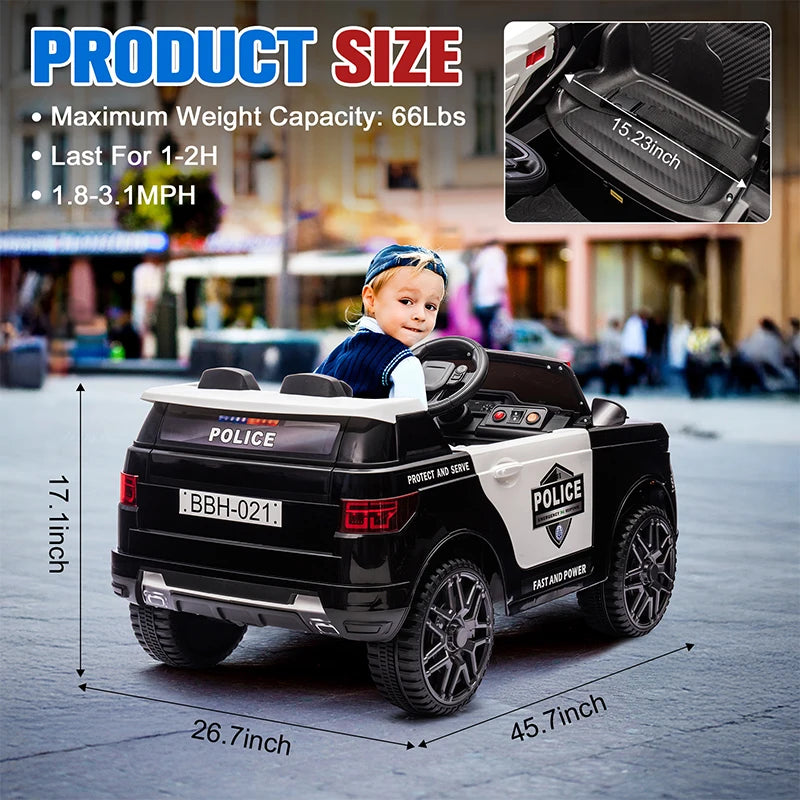 Kids Ride On Car 12V Battery Powered Electric Vehicle Power Wheel Ride on Vehicle Fire Truck for 3-8y Kids Gifts, with Megaphone