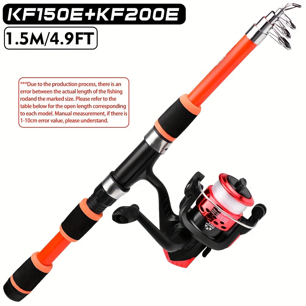 PRO BEROS Telescopic Fishing Rod 4.9ft/5.6ft Heavy-Duty Fiber Baitcasting Pole - Collapsible Power Rod with Spinning Compatible for Freshwater/Saltwater Fishing, Portable for /boat (Ideal for Trout, Bass, Pike) - Ideal