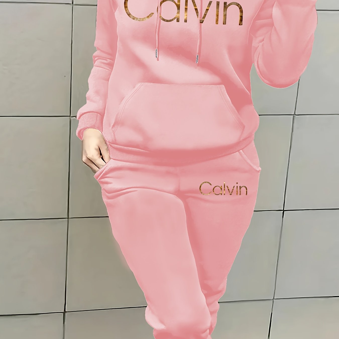 Graphic Print Two Piece Set | Crew Neck Sweatshirt & Pants, Women'S Casual Hooded Drawstring Sweatshirt Set for Fall/Winter