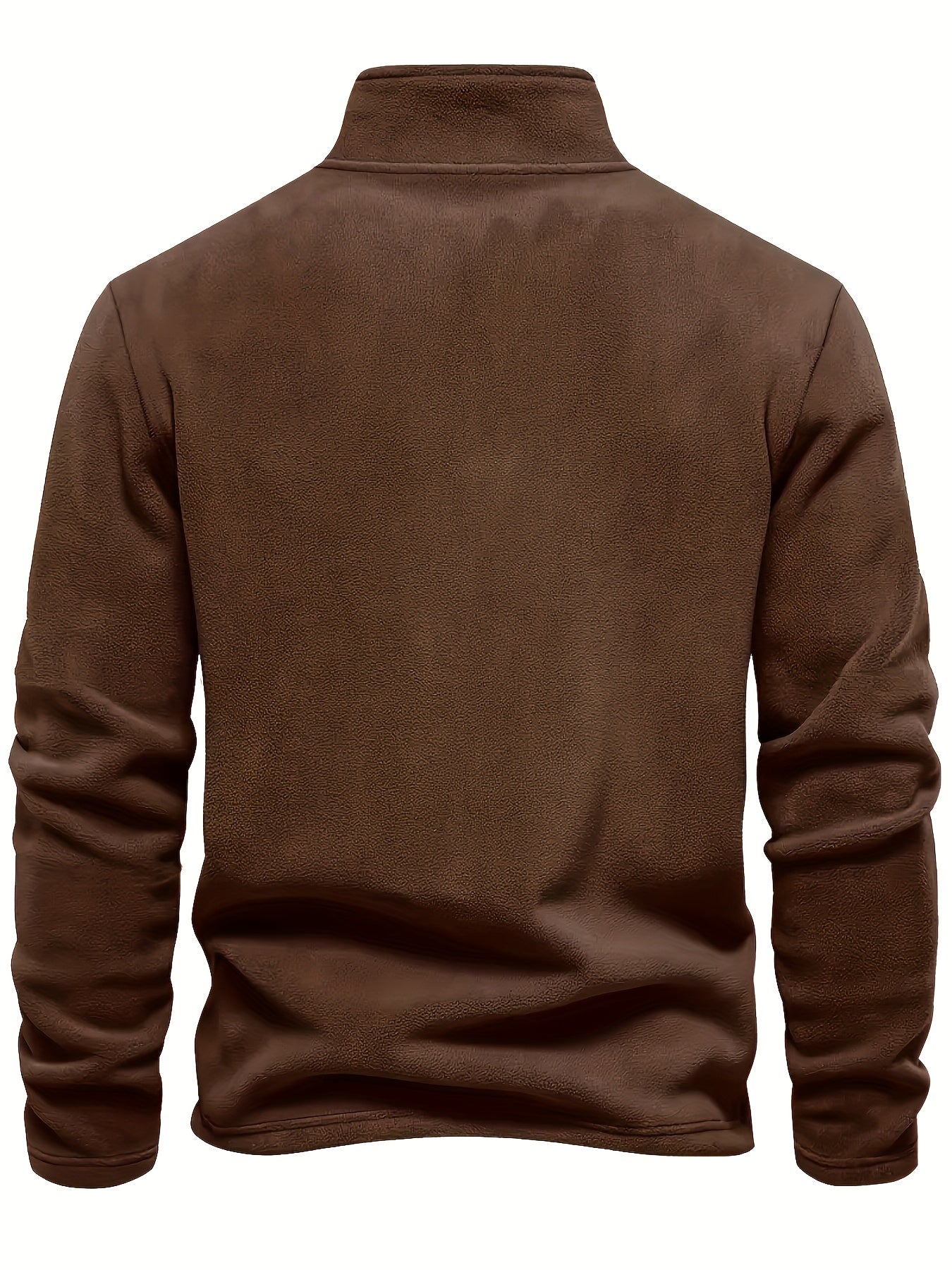 Men'S Classic Black Fleece Pullover with Star Logo - Stand Collar, Long Sleeve, Zip-Up, Casual Style, Perfect for Fall, Casual Wear|Stylish Pullover|Zippered Top