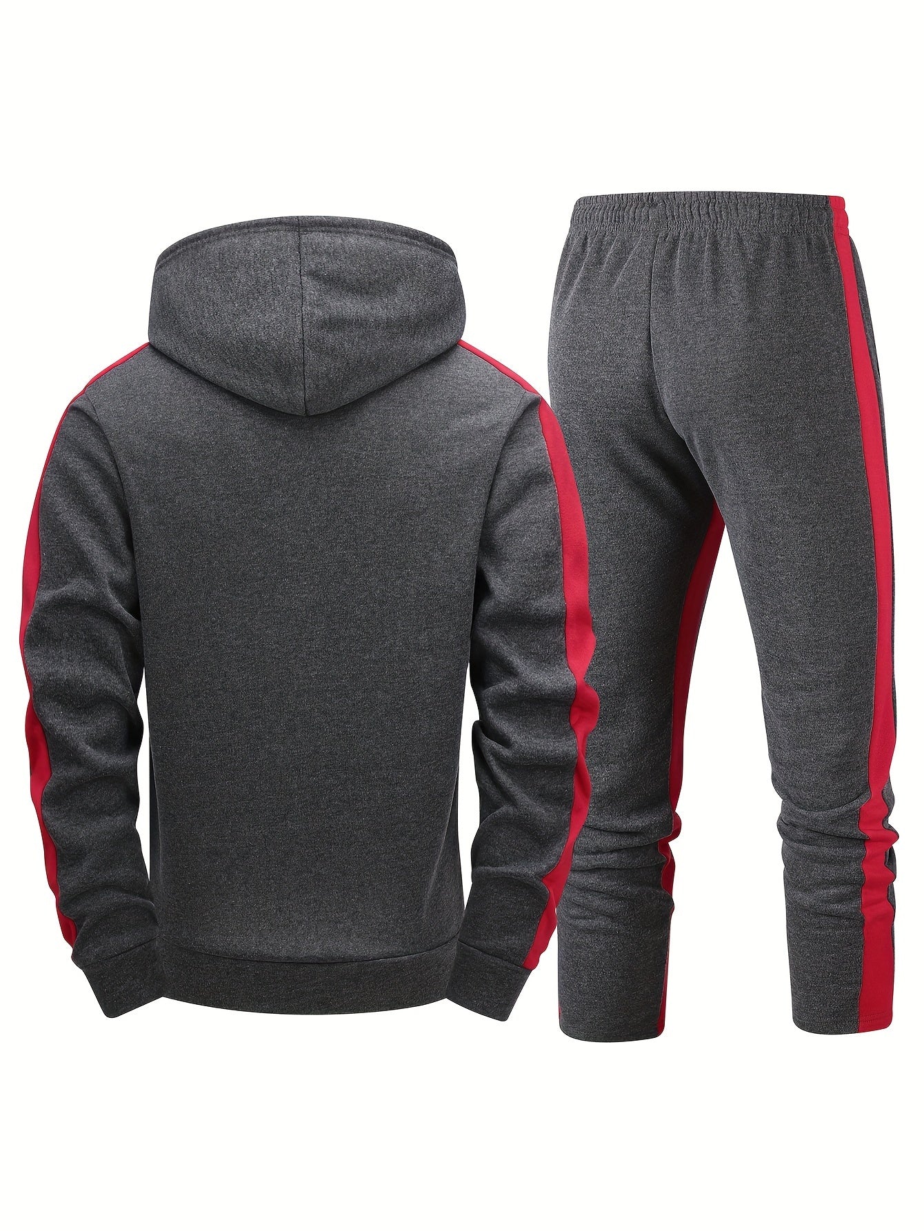 Europe and the United States Men's long-sleeved hoodie two-piece fashion casual sports suit Men's patchwork hoodie