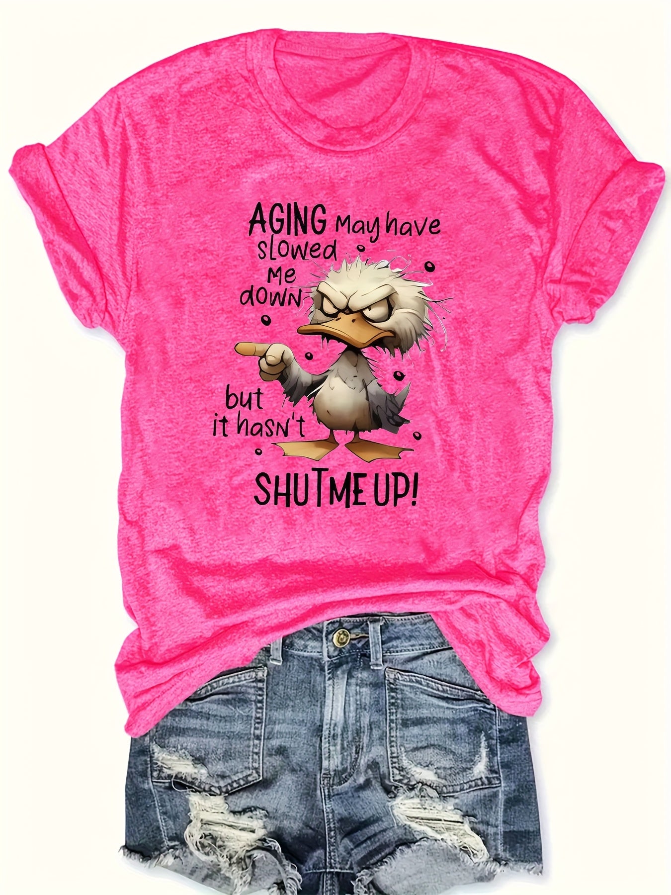 2025 Summer Collection, Women's Short Sleeve Casual Print Round Neck Top, Elegant