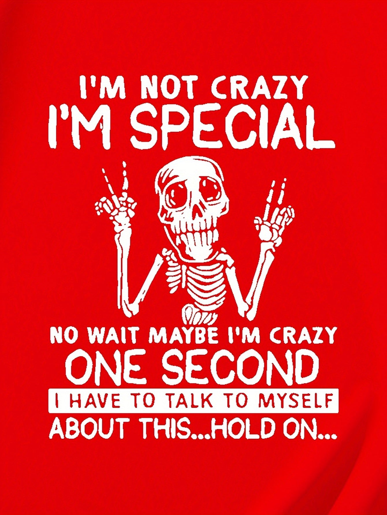Everyday Comfort| Men's Casual Polyester T-Shirt | Vibrant Red with Humorous Skeleton Graphic | Round Neck, Short Sleeve | Stretchy & Breathable | All-Season Comfort Fit | Machine Washable | Bold Statement Tee for Casual Atti