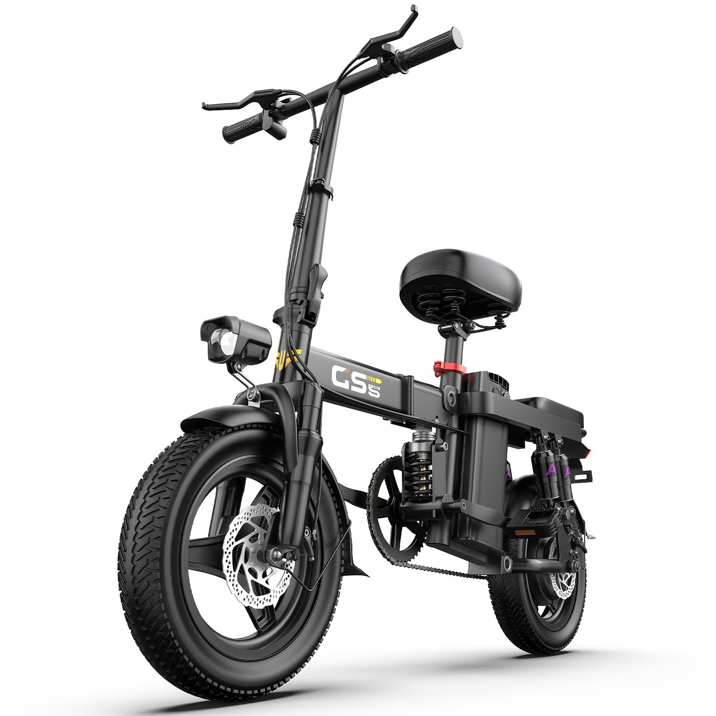 Uplee Peak Power 500W Electric Bicycle for Adults, 20MPH with Full Shock Absorption for a Comfortable Ride, Available with 48V8AH/10AH/15AH/17.5AH Batteries, Offering a Range of 10-35 Miles. Features a 14'' Tubeless Off-Road