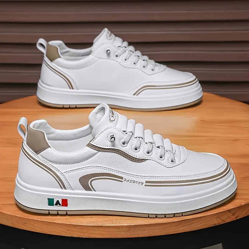 Men's & Women's Low-Top Sneakers with Italian Flag Patch - /Brown Upper & Sole, Lace-Up Casual Shoes Suitable for Commuting, Outdoor, Winter Wear - Italian Flag Unisex Athletic Footwear