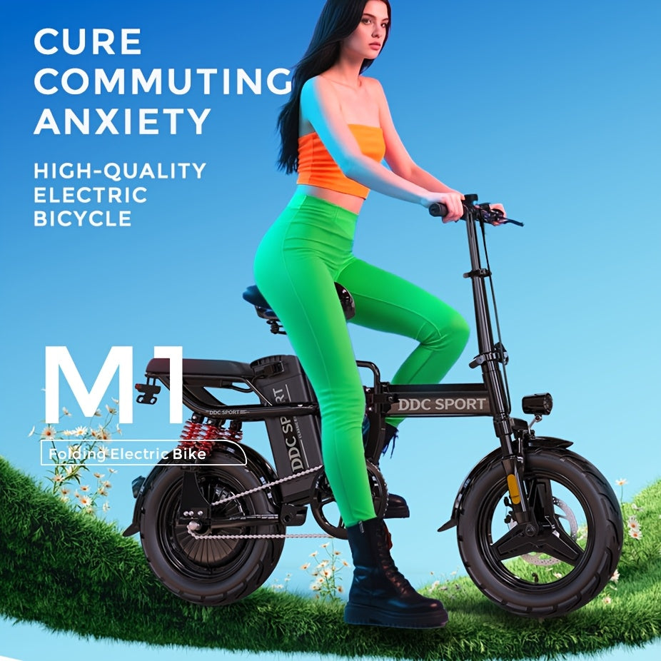 M1 Electric Bicycle for Adults Featuring a Basket, (960Wh)700W Peak Motor, 32 Miles Range, 20MPH Commuter E-Bike with 48V 20AH Removable Battery, 14" All-Purpose Tire, 385 Lbs Capacity, LCD Display & Dual Disc Brake, 11-Shock