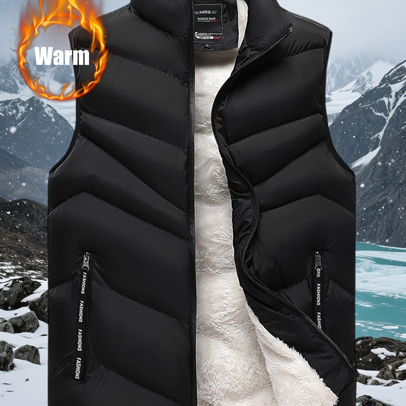 Men'S Heavyweight Thermal Vest - Stand Collar Non-Stretch Jacket, Formal & Everyday Cold Weather Outerwear with Front Pockets, Men Sleeveles Jacket, Men Vest Jacket, Vest For Men, Winter Jacket Men, Jacket For Men, Men Vest C