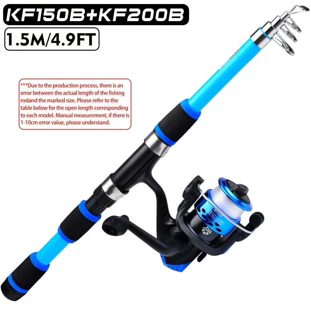 PRO BEROS Telescopic Fishing Rod 4.9ft/5.6ft Heavy-Duty Fiber Baitcasting Pole - Collapsible Power Rod with Spinning Compatible for Freshwater/Saltwater Fishing, Portable for /boat (Ideal for Trout, Bass, Pike) - Ideal