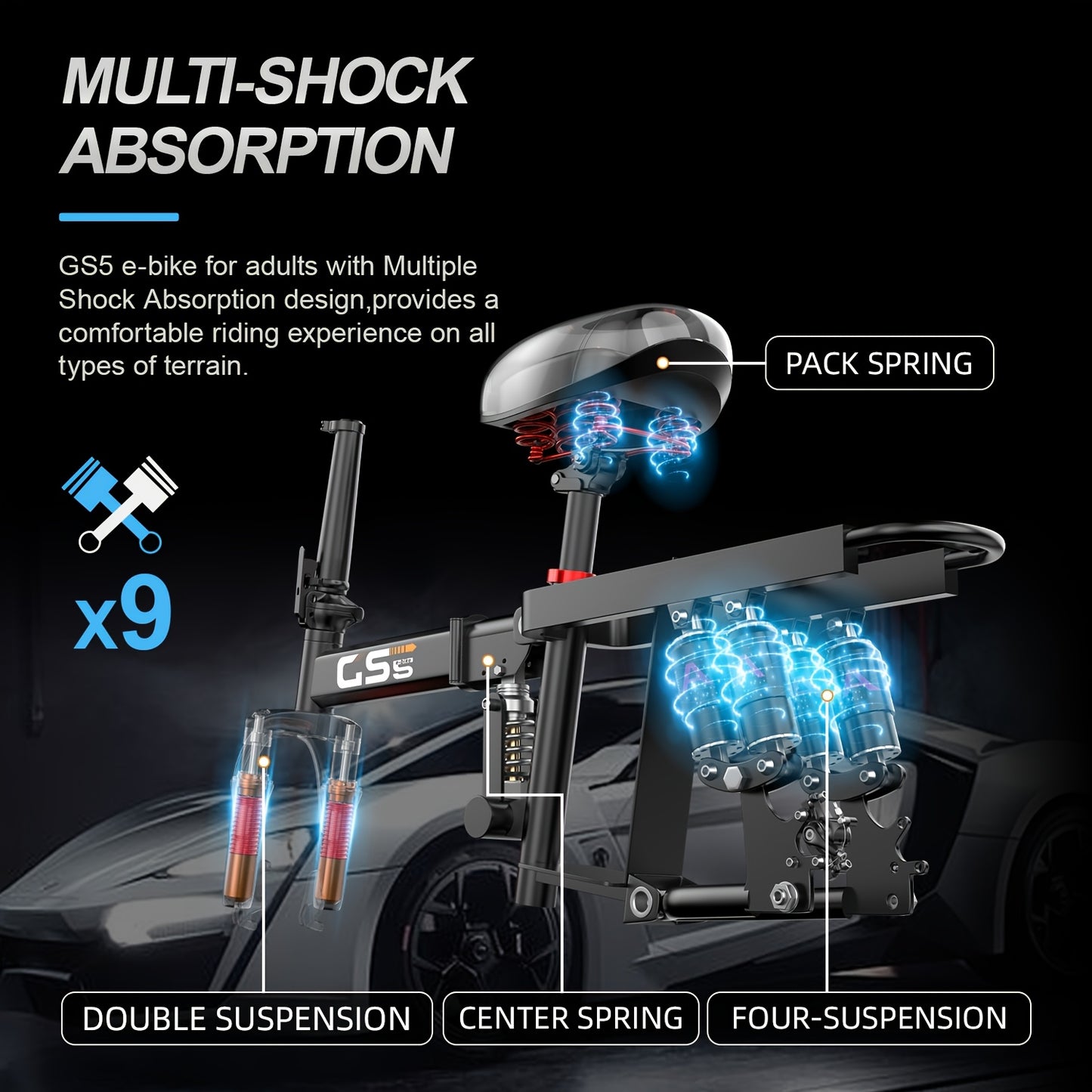Uplee Peak Power 500W Electric Bicycle for Adults, 20MPH with Full Shock Absorption for a Comfortable Ride, Available with 48V8AH/10AH/15AH/17.5AH Batteries, Offering a Range of 10-35 Miles. Features a 14'' Tubeless Off-Road