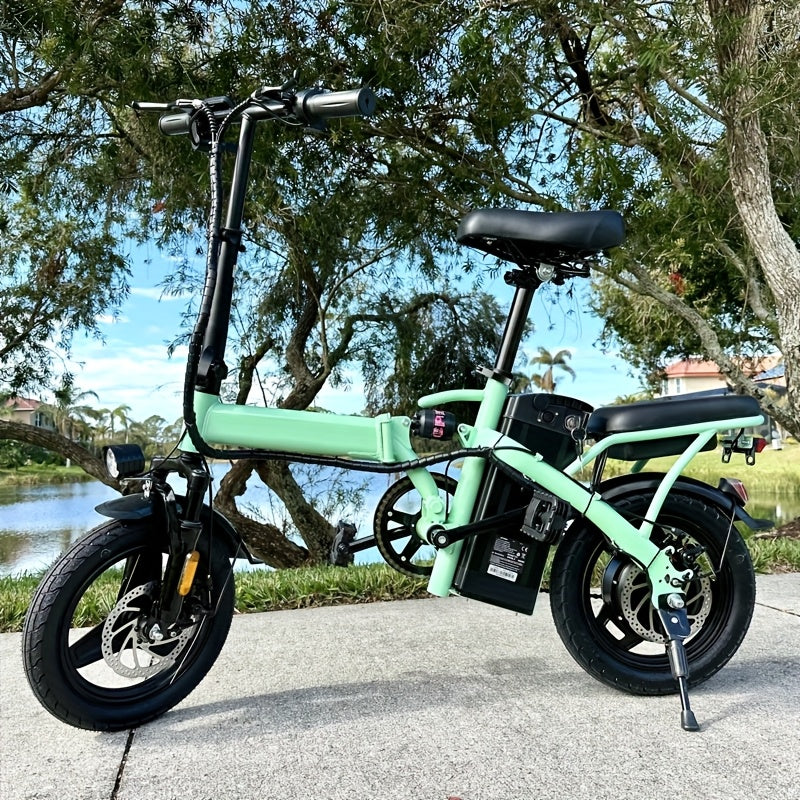 48V 10AH Removable Battery, Folding Electric Bike|350W Motor|48V Battery|14-Inch Tires|Portable Commuter E-Bike For City Riding& Outdoor Adventures | Long-Range Lithium Battery | Portable Compact Design | Durable Frame | LED