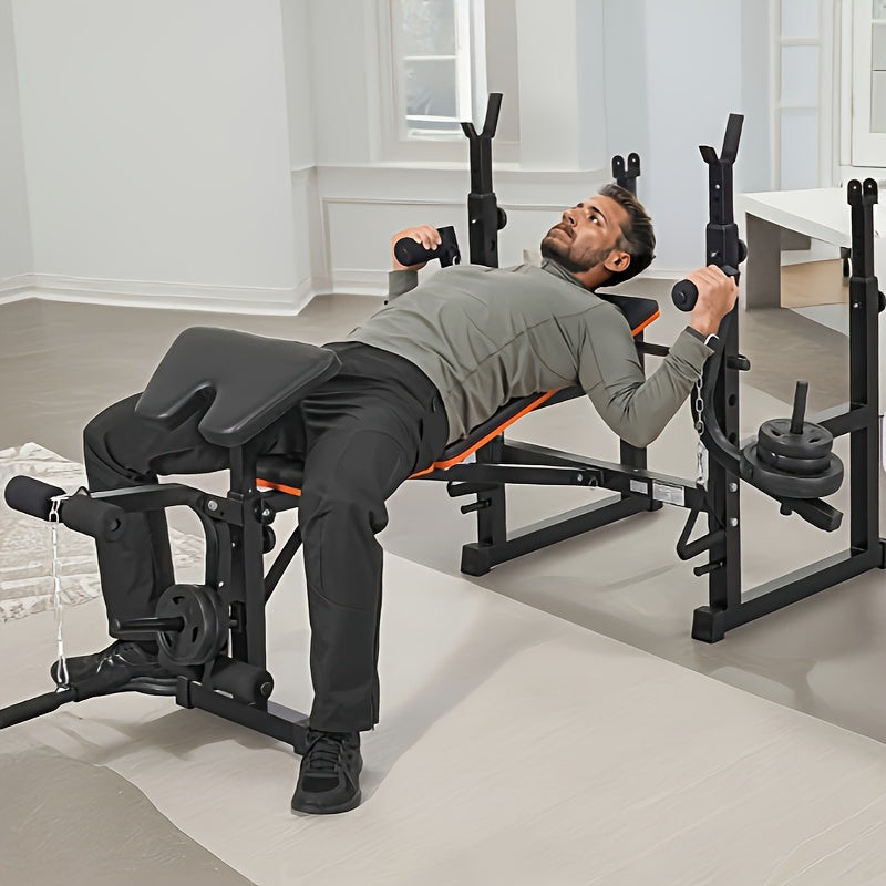 Durable 600lbs 7-in-1 Adjustable Weight – Multi-Function Workout Set With Barbell Rack & Leg Extension For Complete Full Body Strength Training At Home Gym | Ideal Valentine'S Day Gift For Achieving Your Fitness Goals