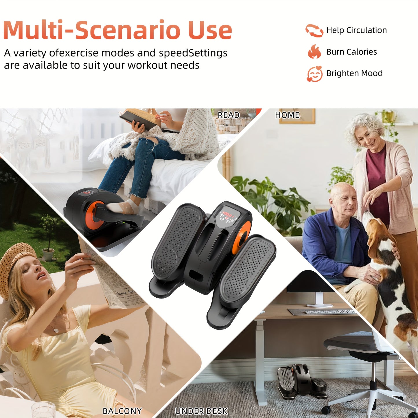 Under Desk Elliptical Machine, Ellipse Leg Exerciser for Seniors Fully Assembled, Quiet & Portable Electric Seated Pedal Exerciser with Remote Control & 12 Adjustable Speeds