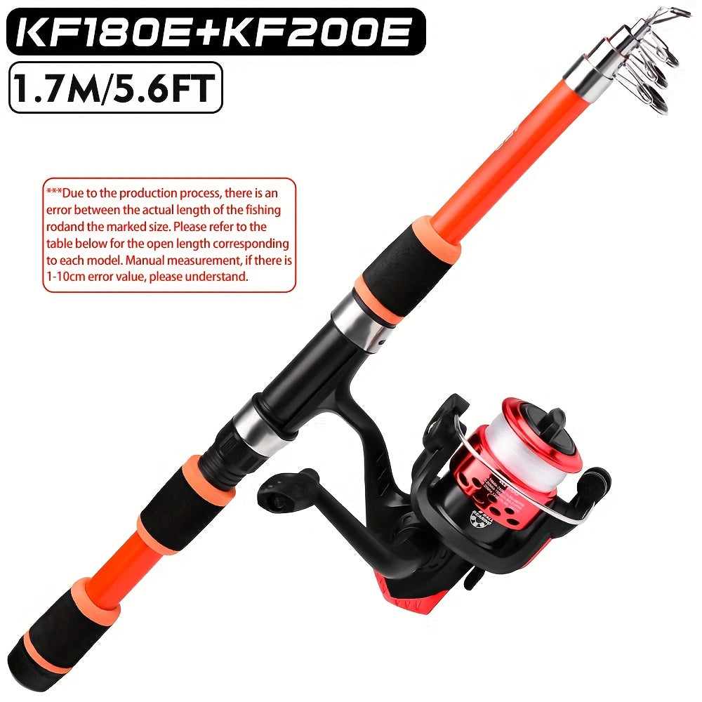 PRO BEROS Telescopic Fishing Rod 4.9ft/5.6ft Heavy-Duty Fiber Baitcasting Pole - Collapsible Power Rod with Spinning Compatible for Freshwater/Saltwater Fishing, Portable for /boat (Ideal for Trout, Bass, Pike) - Ideal