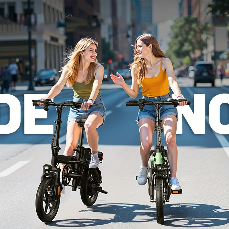 48V 10AH Removable Battery, Folding Electric Bike|350W Motor|48V Battery|14-Inch Tires|Portable Commuter E-Bike For City Riding& Outdoor Adventures | Long-Range Lithium Battery | Portable Compact Design | Durable Frame | LED