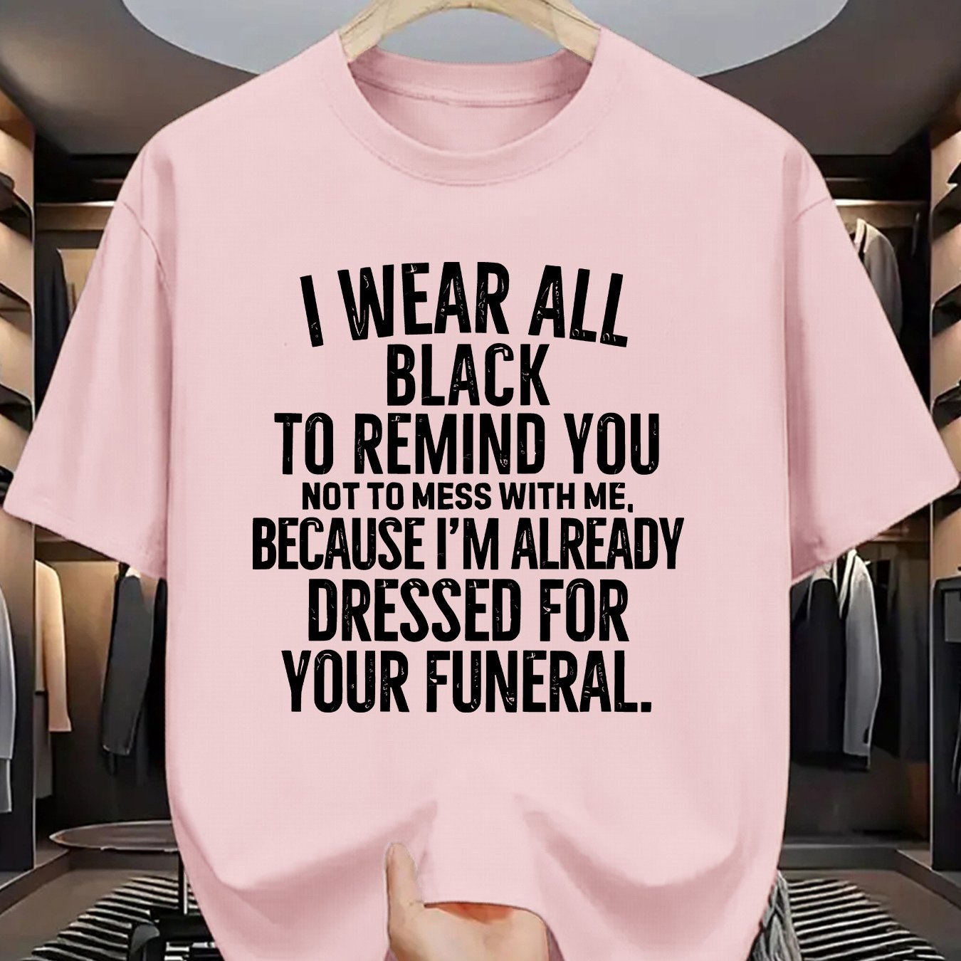 Funny Funeral Threat T-Shirt - "I Wear All Black to Remind You Not to Mess with Me" Saying - Olive Green Crew Neck Tee - Lightweight Summer Shirt for Men & Women - Casual Casual Attire Costume Party Outfit - Sarcastic Dark Hu