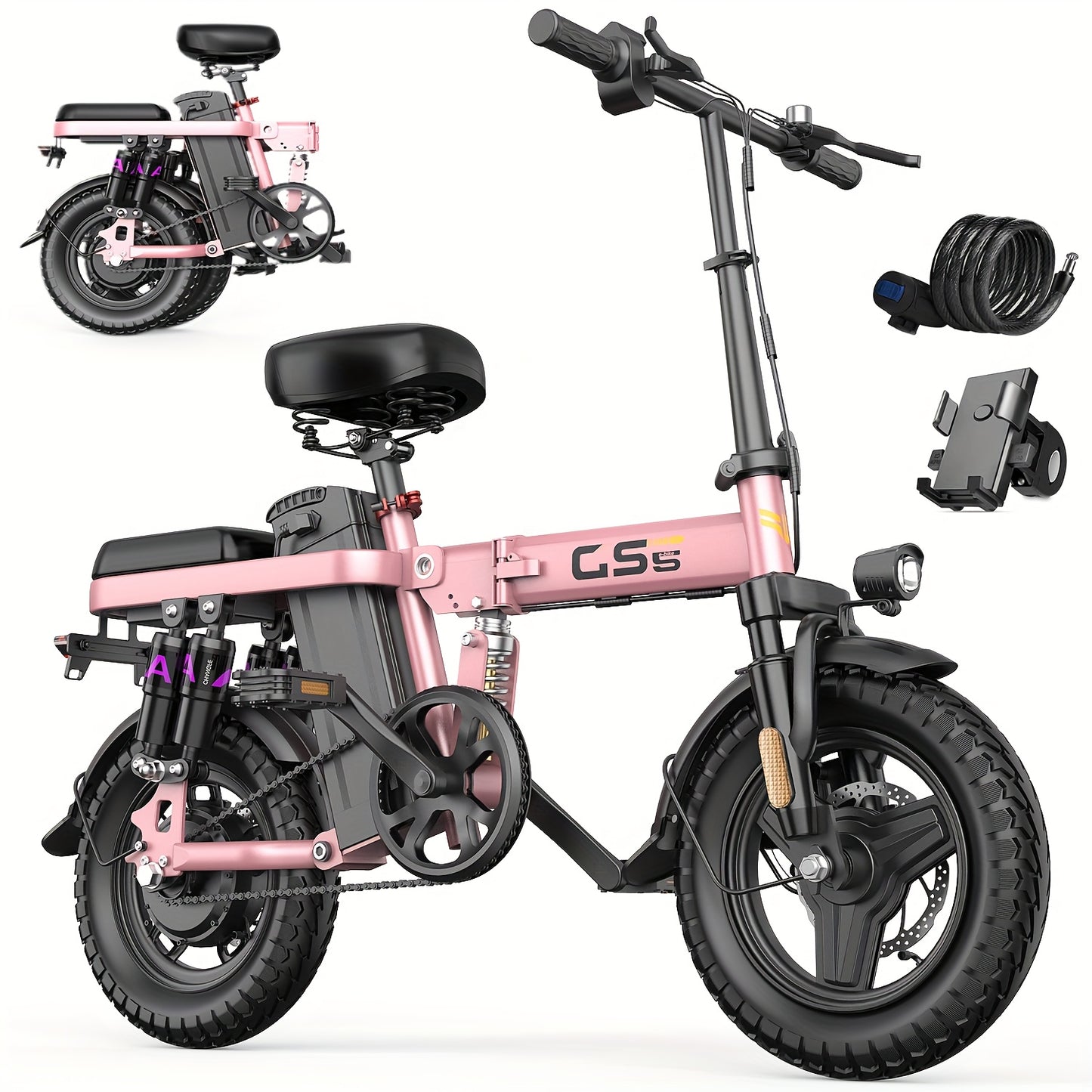 Adult Folding Electric Bicycle | 500W Motor, 20 Mph Speed, 10-35 Mile Range, 14-inch Compact Size, Disc Brakes, City Commuting Electric Bike, High-quality Accessories, Alloy Steel Wheels, Classic Style