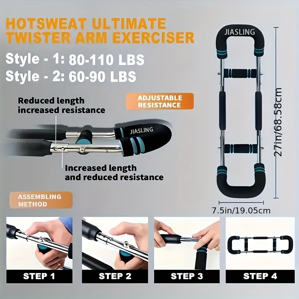 Arm Strength Trainer U-shaped Multi-functional Adjustable Forearm Strengthener Chest Exercise Equipment, Triceps, Portable Spring Resistance 2 Levels Of Adjustable Resistance Bands, Comfortable Grip, Detachable Design, 60-100