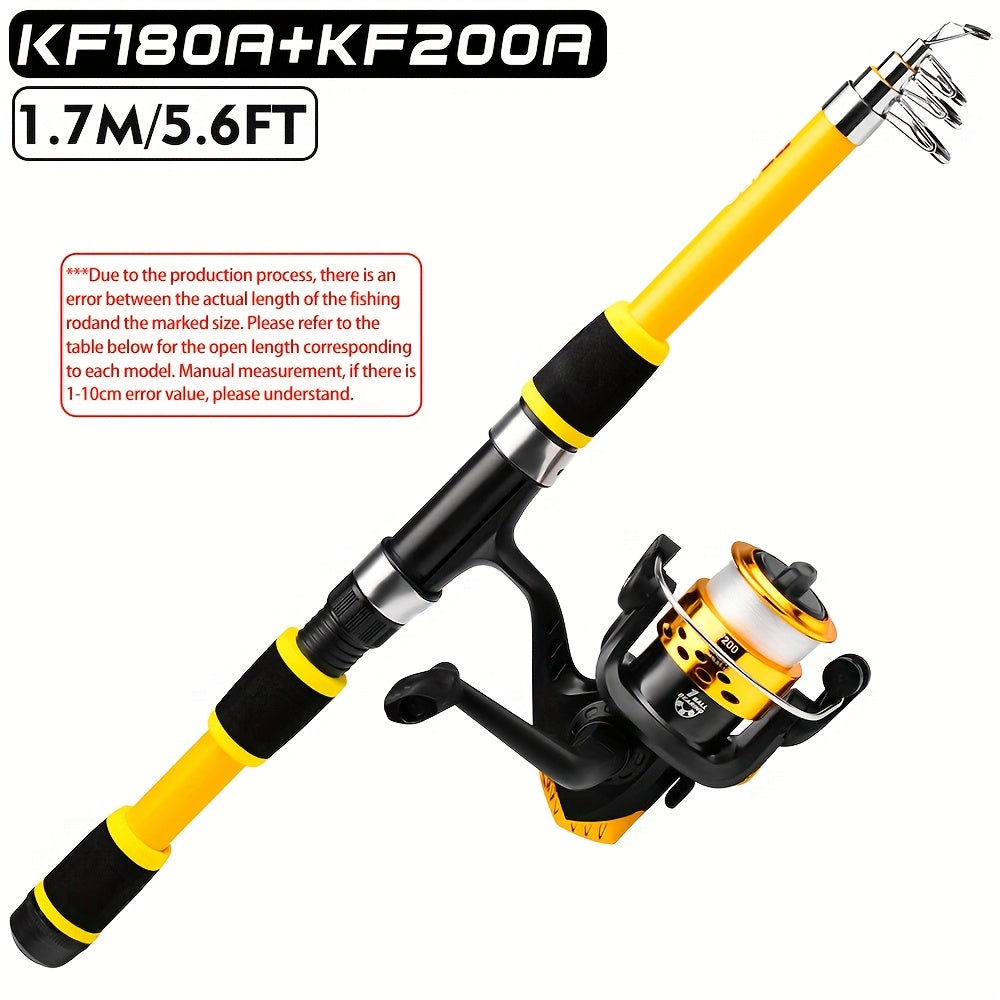 PRO BEROS Telescopic Fishing Rod 4.9ft/5.6ft Heavy-Duty Fiber Baitcasting Pole - Collapsible Power Rod with Spinning Compatible for Freshwater/Saltwater Fishing, Portable for /boat (Ideal for Trout, Bass, Pike) - Ideal