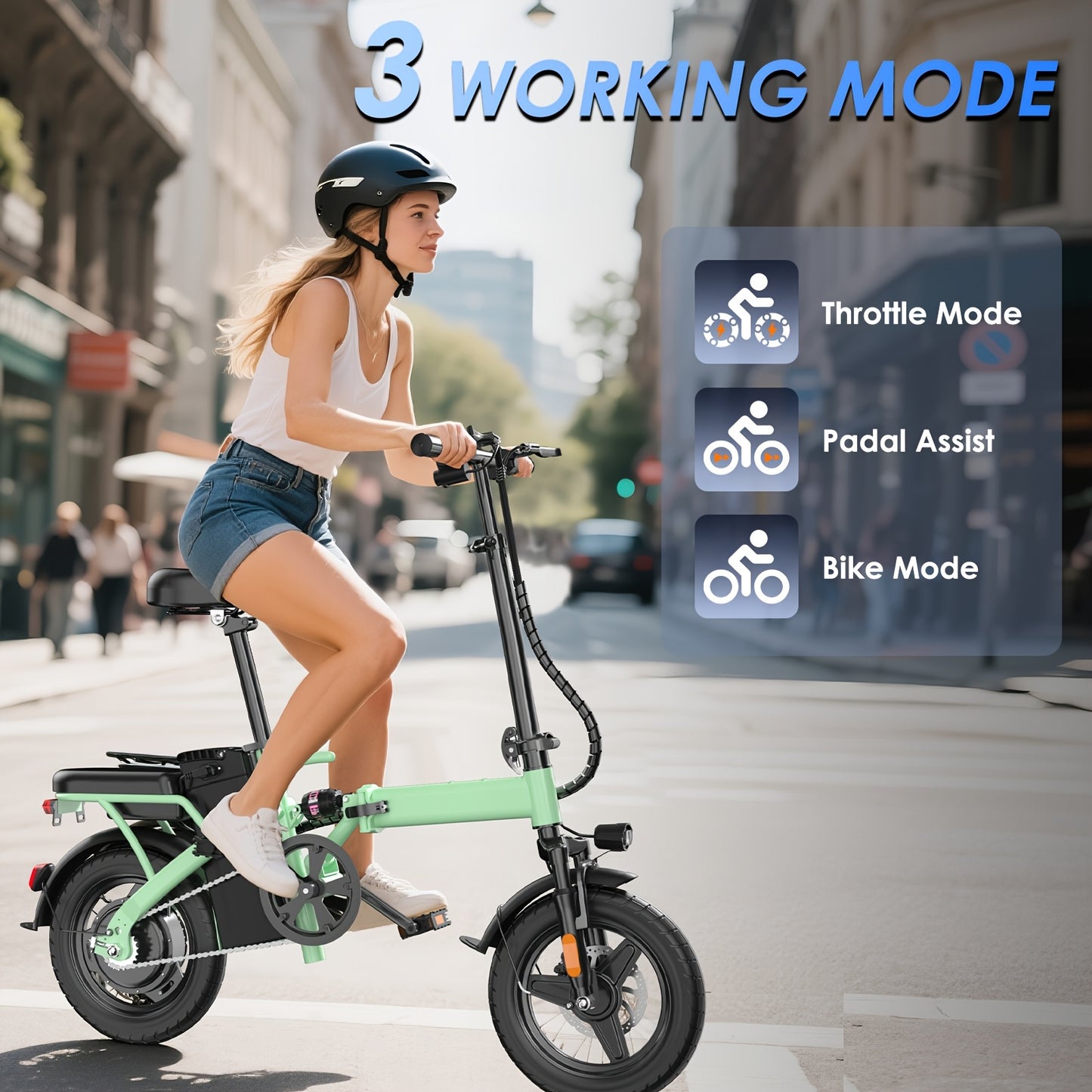 48V 10AH Removable Battery, Folding Electric Bike|350W Motor|48V Battery|14-Inch Tires|Portable Commuter E-Bike For City Riding& Outdoor Adventures | Long-Range Lithium Battery | Portable Compact Design | Durable Frame | LED