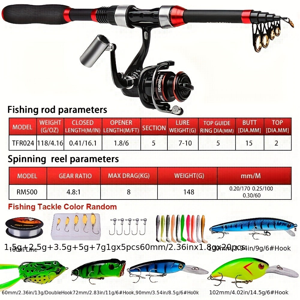 Ultralight Carbon Fishing Rod Set with Spinning Wheel and Long Cast Capability - Complete Tackle Package for Sea Fishing