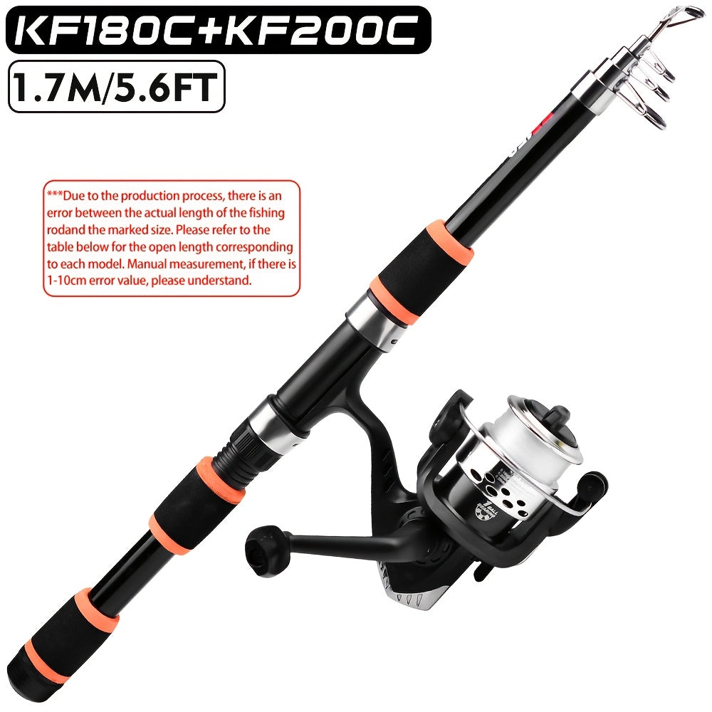PRO BEROS Telescopic Fishing Rod 4.9ft/5.6ft Heavy-Duty Fiber Baitcasting Pole - Collapsible Power Rod with Spinning Compatible for Freshwater/Saltwater Fishing, Portable for /boat (Ideal for Trout, Bass, Pike) - Ideal